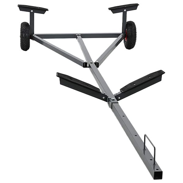 vidaXL Prikolica za čoln srebrna 302 x 107 x 42 cm Jeklo