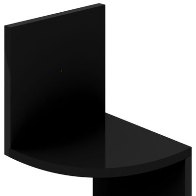 vidaXL Stenska kotna polica visok sijaj črna 19x19x123 cm inž. les