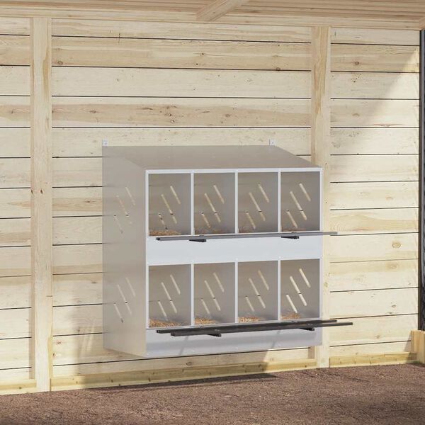 vidaXL Piščančja gnezdilnica s 8 oddelki pocinkana srebrna kovina