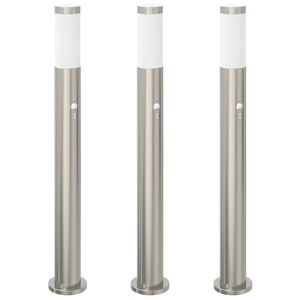 vidaXL Stebričke s senzorjem 3 kosi 80 cm nerjaveče jeklo IP44