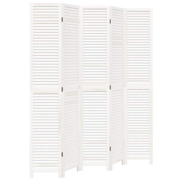 vidaXL Paravan 5-delni bel trden les pavlovnije