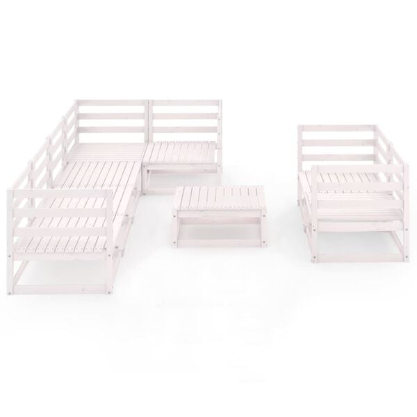 vidaXL Vrtna sedežna garnitura 8-delna bela trdna borovina