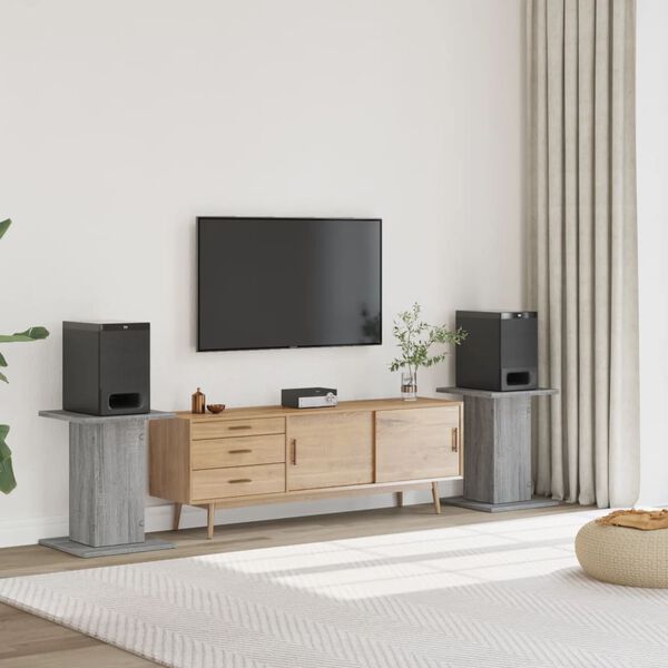 vidaXL Stojalo za zvočnike 2 kosa siva sonoma 30x30x60 cm inž. les
