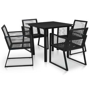 vidaXL Zunanja jedilna garnitura 5-delna PVC ratan črna