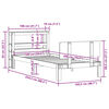 vidaXL Posteljni okvir z vzglavjem 100x200 cm trdna borovina
