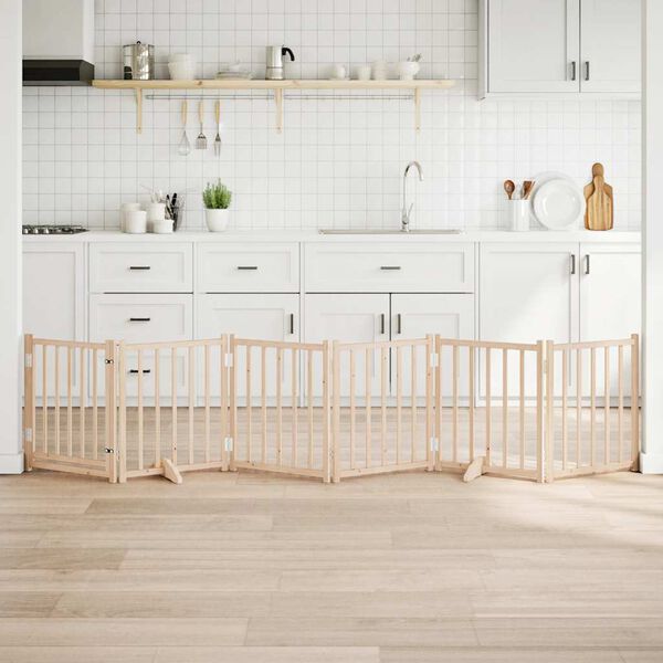 vidaXL Ograda za pse z vrati zložljiva 6 panelov 300cm trden les jelke