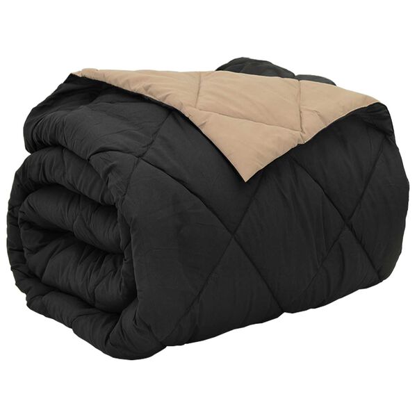 vidaXL Polna celoletna prevleka Črna in taupe 200 x 240 cm Mikrovlakna