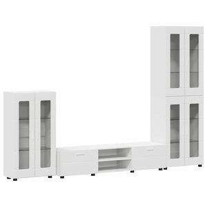 vidaXL Komplet TV omaric s predalom FLORIN 3 pcs Bela Konstruiran les