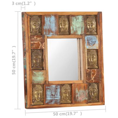 vidaXL Ogledalo z Budo 50x50 cm trden predelan les