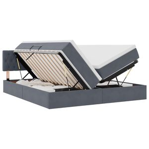 vidaXL Postelja s shranjevanjem z vzmetnico Temno siva 90 x 200 cm