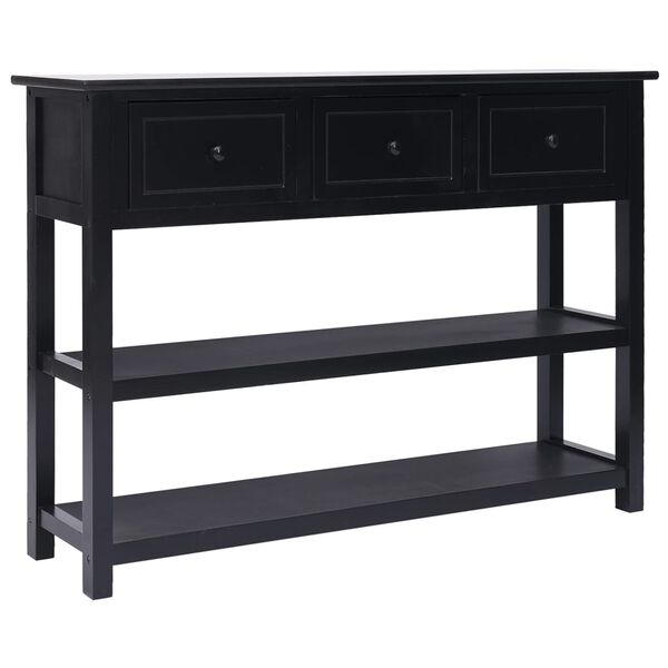 vidaXL Komoda črna 108x30x76 cm trden les pavlovnije