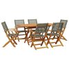 vidaXL Vrtna jedilna garnitura 7-delna siv poli ratan in trden les