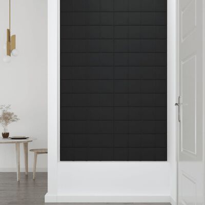 vidaXL Stenski paneli 12 kosov črni 60x15 cm blago 1,08 m²