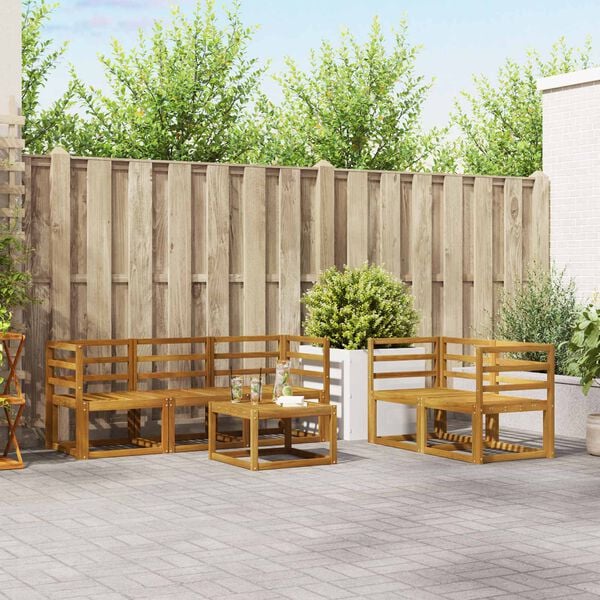 vidaXL Zunanja garnitura za sedenje z blazino 6 pcs Naravna in smetana