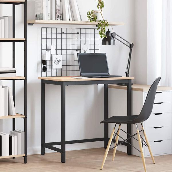 vidaXL miza Naravna 80 x 50 x 77 cm Inženirski les in jeklo