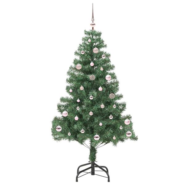 vidaXL Božično drevo med 150 LED z stojalom Zelena 150 cm PVC