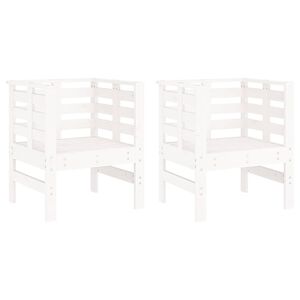 vidaXL Vrtni stol 2 kosa bele barve 61,5x53x71 cm trdna borovina