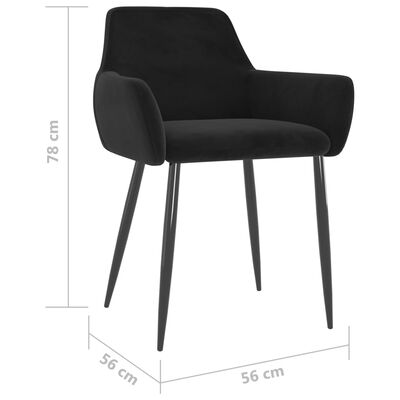 vidaXL Jedilni stoli 2 kosa črn žamet