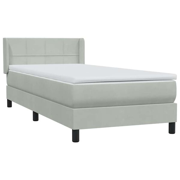 vidaXL Box spring postelja z vzmetnico svetlo siva 100x210 cm žamet