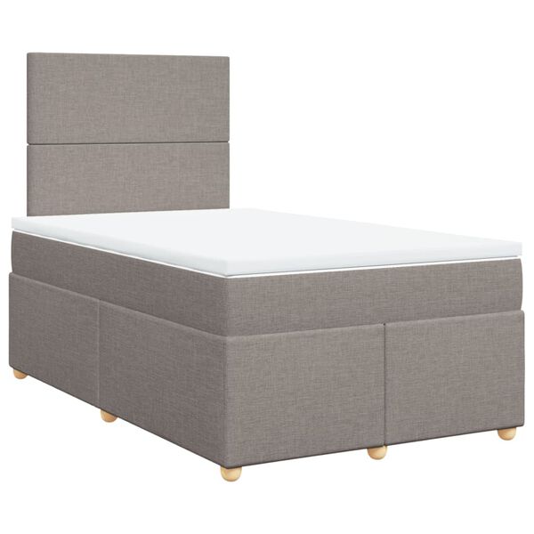 vidaXL Box spring postelja z vzmetnico taupe 120x200 cm blago