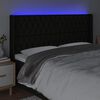 vidaXL LED posteljno vzglavje črno 183x16x118/128 cm blago