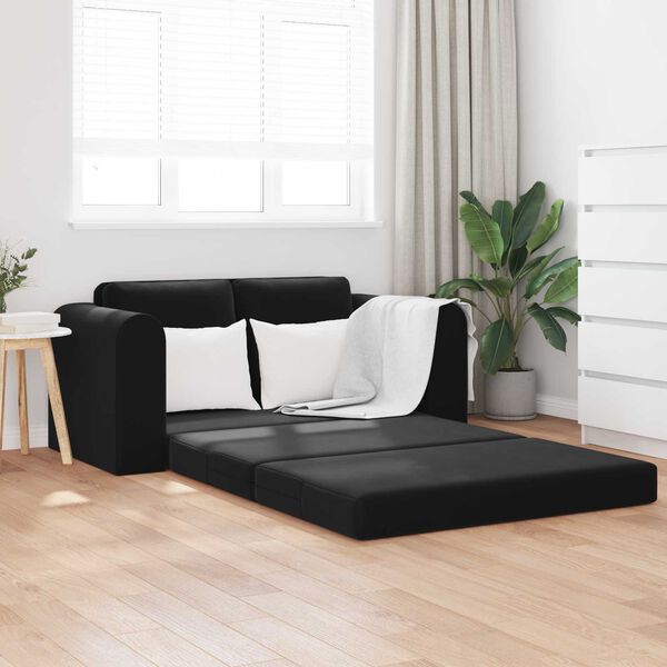 vidaXL Sofa postelja 60cm Črna Žamet