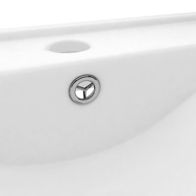 vidaXL Razkošen umivalnik z luknjo mat bel 60x46 cm keramičen