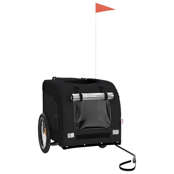 vidaXL Kolesarska prikolica za hišne ljubljenčke črna