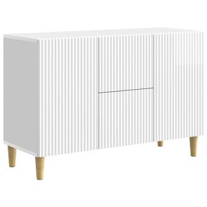 vidaXL Strani &scaron;al Bela visok sijaj 89 x 34,5 x 60 cm Inženirski les