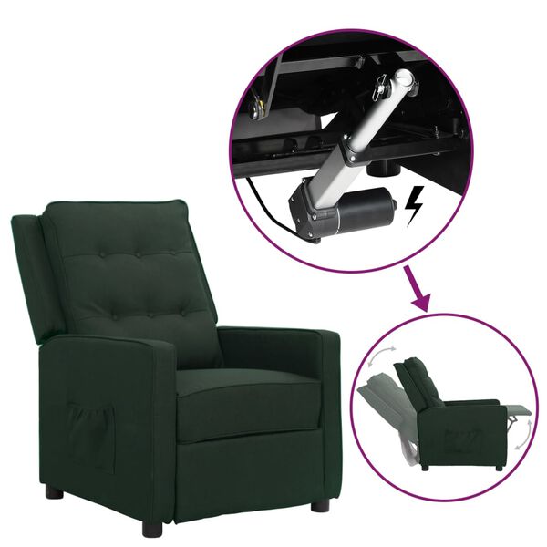 vidaXL Stol s funkcijo vstajanja temno zeleno blago