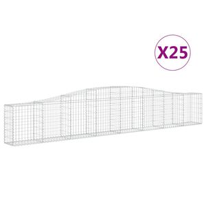 vidaXL Obokana gabionska ko&scaron;ara 25 kosov 400x30x60/80cm cinkano železo