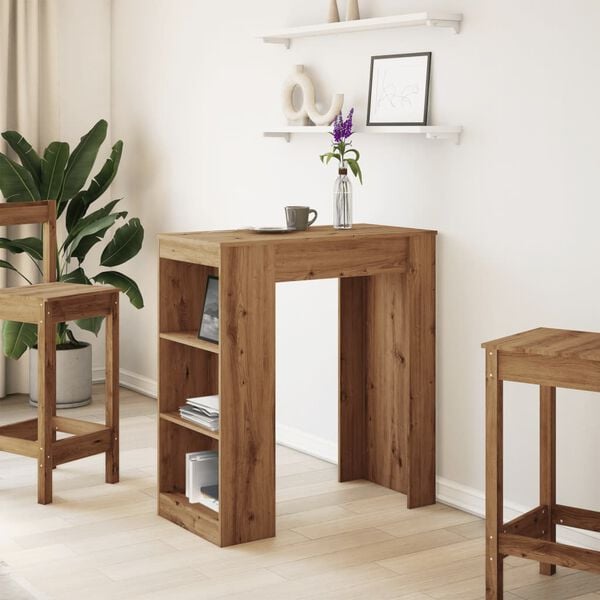 vidaXL Barska miza s policami artisian hrast 95x47x103,5 cm inž. les