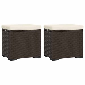vidaXL Tabure z blazino 2 kosa rjave barve 40x30x40 cm poli ratan