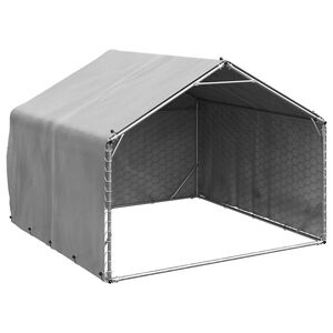 vidaXL Zunanji pasji boks s pokrovom 2x2x1,5 m pocinkano jeklo