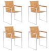vidaXL Vrtni stoli 4 kosi z blazinami trdna tikovina