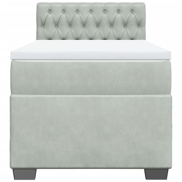 vidaXL Box spring postelja z vzmetnico svetlo siv 90x190 cm žamet