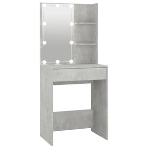 vidaXL Toaletna mizica z LED lučkami betonsko siva 60x40x140 cm