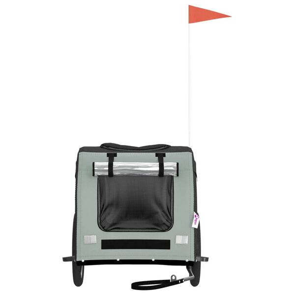 vidaXL Kolesarska prikolica za hišne ljubljenčke siva in črna