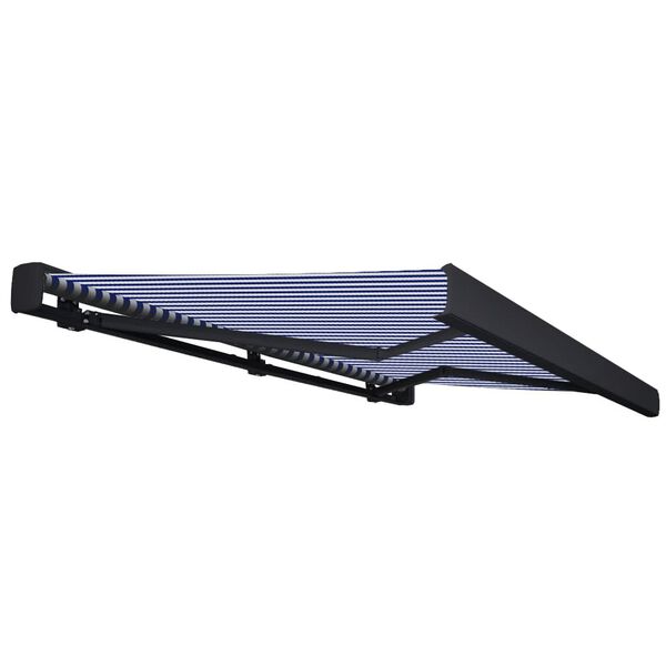 vidaXL Motorizirana kasetna tenda 450x300 cm modra in bela