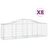 vidaXL Obokana gabionska ko&scaron;ara 8 kosov 200x50x60/80cm cinkano železo