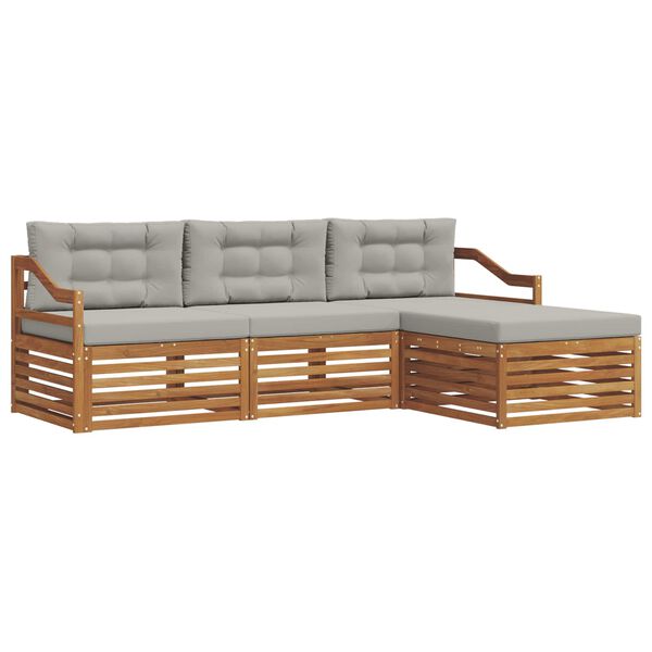 vidaXL Zunanja garnitura za sedenje 4 pcs Naravna in svetlo siva