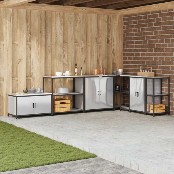 vidaXL Shramba za kuhinjo s polico srebrna 60 x 50 x 92 cm Jeklo