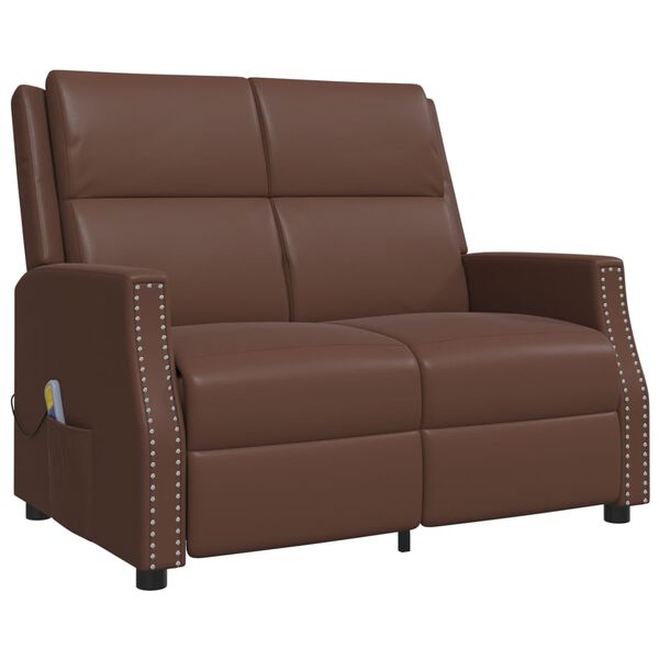 vidaXL Masažni dvosed rjavo umetno usnje