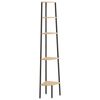 vidaXL 5-nadstropni kotni regal svetlo rjav in črn 45,5x31,5x180 cm