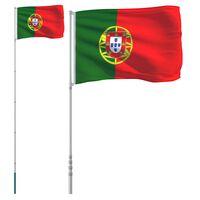 vidaXL Zastava Portugalske in drog 5,55 m aluminij