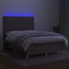 vidaXL Box spring postelja z vzmetnico LED taupe 140x190 cm blago