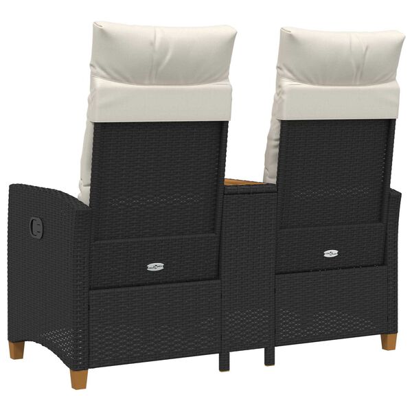 vidaXL Zložljiva klop s tabelo Črna in krem bela 126 x 65 x 112 cm