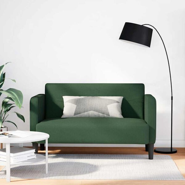 vidaXL Loveseat kavč temno zelena 109 cm velur tkanina