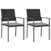 vidaXL Vrtni stoli z blazinami 2 kosa črni 54x62,5x89 cm poli ratan