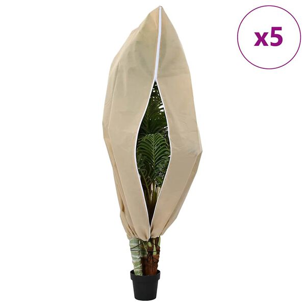 vidaXL Pokrovni flis za za&scaron;čito rastlin pred zmrzaljo 5 pcs Bež